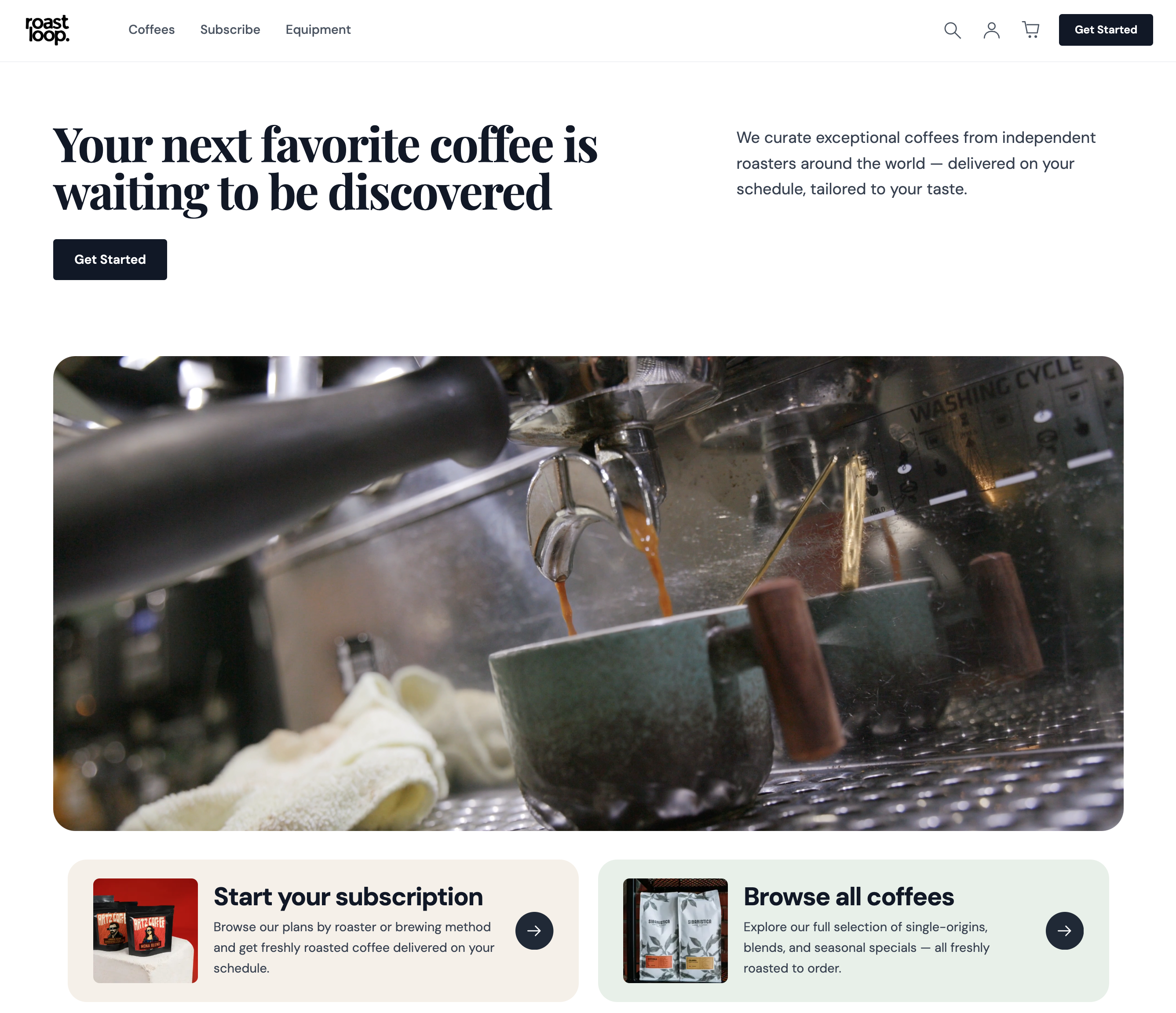 Roastloop storefront coffee subscription checkout