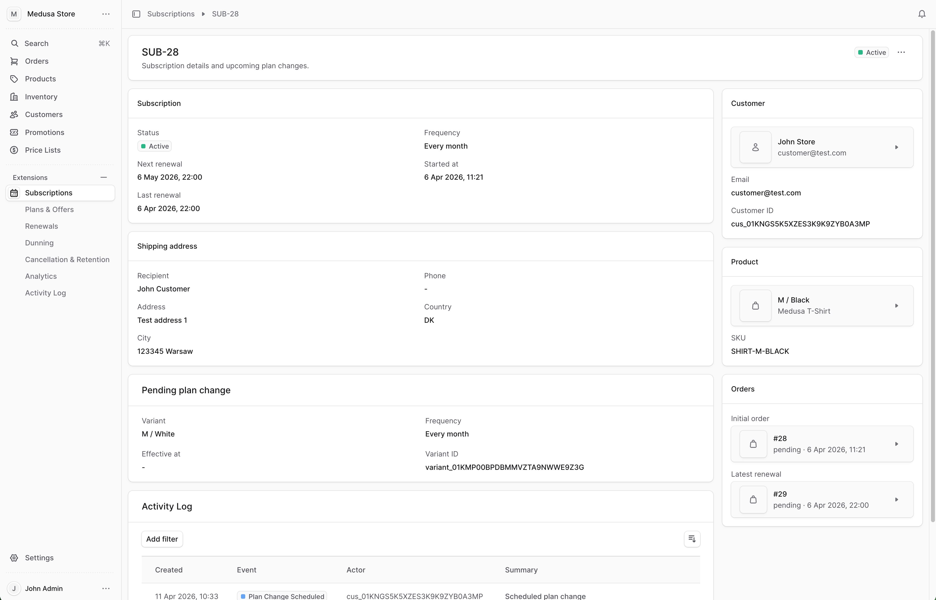 Reorder integrated with Medusa standard modules